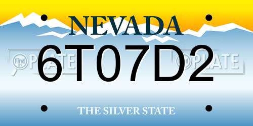 6T07D2 Nevada License Plate