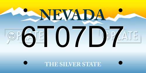 6T07D7 Nevada License Plate