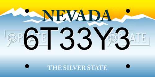 6T33Y3 Nevada License Plate