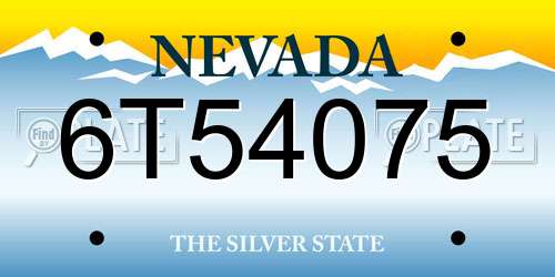 6T54075 Nevada License Plate
