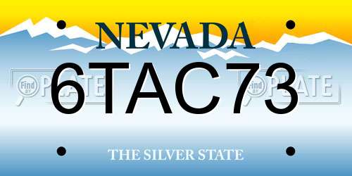 6TAC73 Nevada License Plate