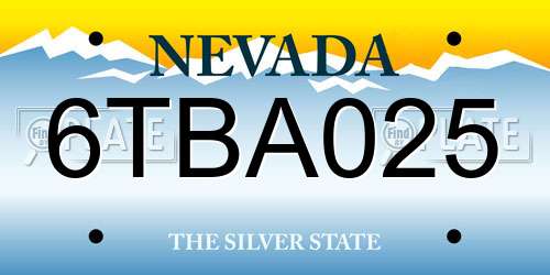 6TBA025 Nevada License Plate