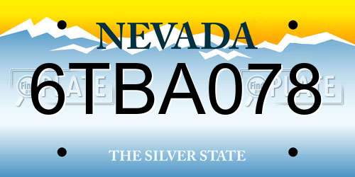 6TBA078 Nevada License Plate