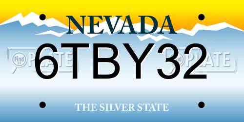 6TBY32 Nevada License Plate