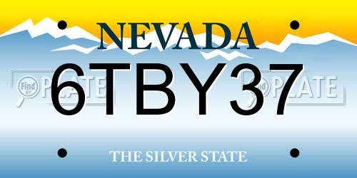 6TBY37 Nevada License Plate