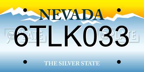 6TLK033 Nevada License Plate
