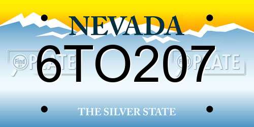 6TO207 Nevada License Plate