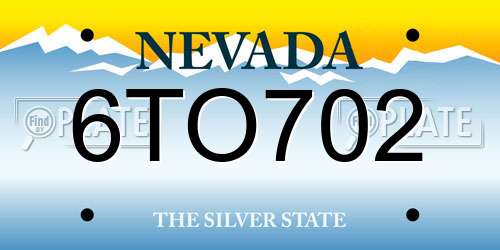 6TO702 Nevada License Plate