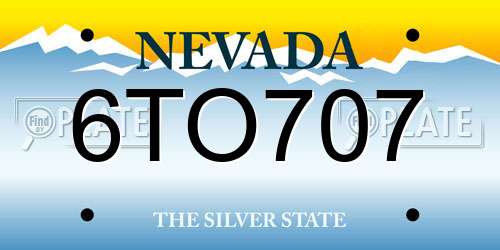 6TO707 Nevada License Plate