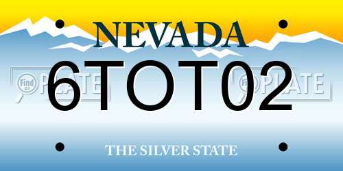 6TOT02 Nevada License Plate