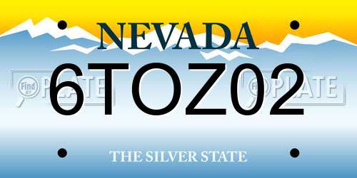 6TOZ02 Nevada License Plate