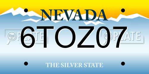6TOZ07 Nevada License Plate