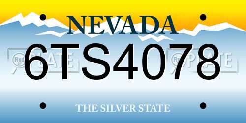 6TS4078 Nevada License Plate