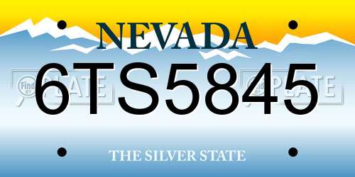 6TS5845 Nevada License Plate