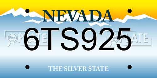 6TS925 Nevada License Plate