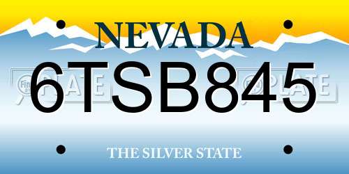 6TSB845 Nevada License Plate