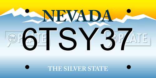 6TSY37 Nevada License Plate