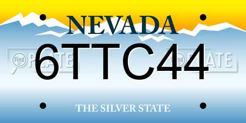 6TTC44 Nevada License Plate