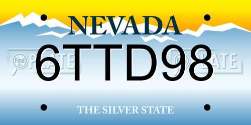 6TTD98 Nevada License Plate
