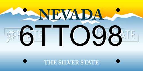6TTO98 Nevada License Plate