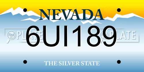 6UI189 Nevada License Plate