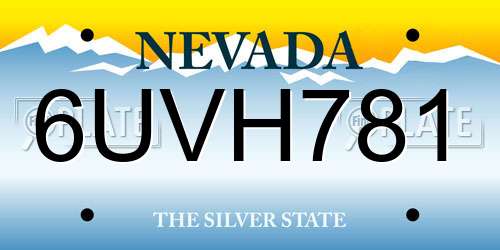 6UVH781 Nevada License Plate