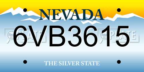 6VB3615 Nevada License Plate