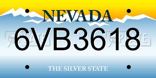 6VB3618 Nevada License Plate