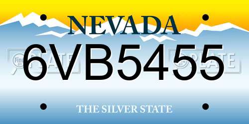 6VB5455 Nevada License Plate