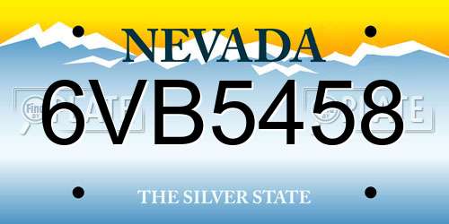 6VB5458 Nevada License Plate