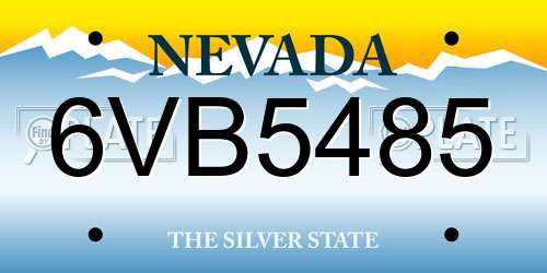 6VB5485 Nevada License Plate