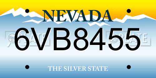 6VB8455 Nevada License Plate