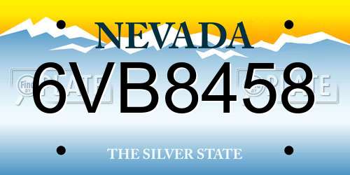 6VB8458 Nevada License Plate