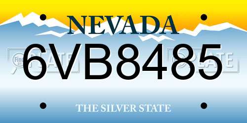6VB8485 Nevada License Plate