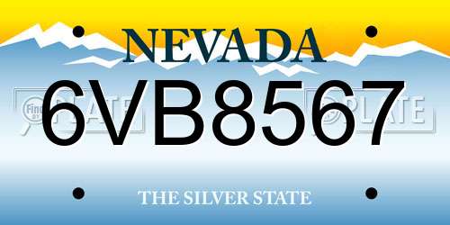 6VB8567 Nevada License Plate