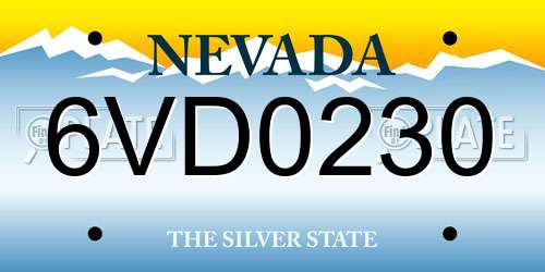 6VD0230 Nevada License Plate