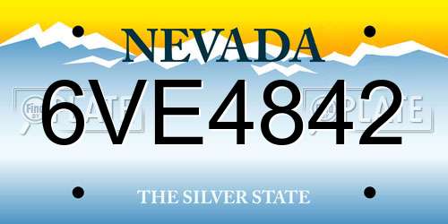 6VE4842 Nevada License Plate