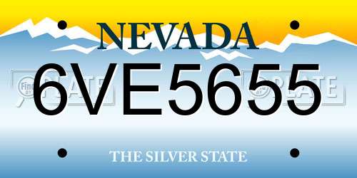 6VE5655 Nevada License Plate