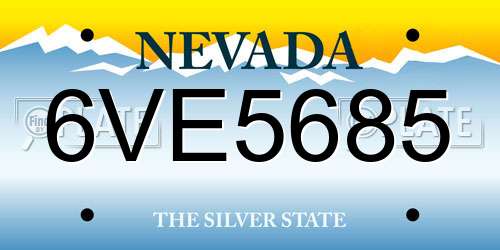 6VE5685 Nevada License Plate
