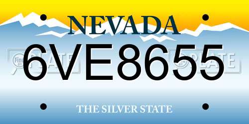 6VE8655 Nevada License Plate