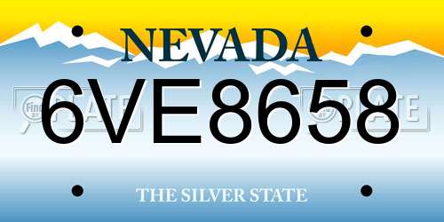6VE8658 Nevada License Plate
