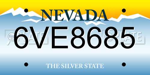 6VE8685 Nevada License Plate
