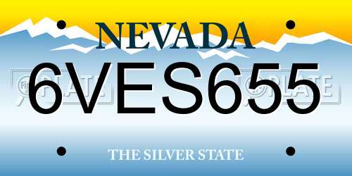 6VES655 Nevada License Plate