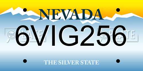6VIG256 Nevada License Plate