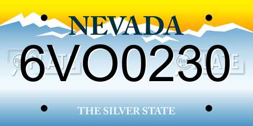 6VO0230 Nevada License Plate