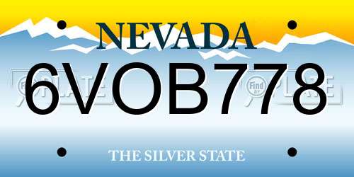 6VOB778 Nevada License Plate