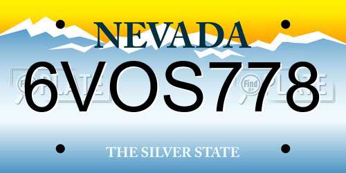 6VOS778 Nevada License Plate