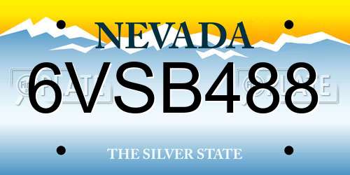 6VSB488 Nevada License Plate