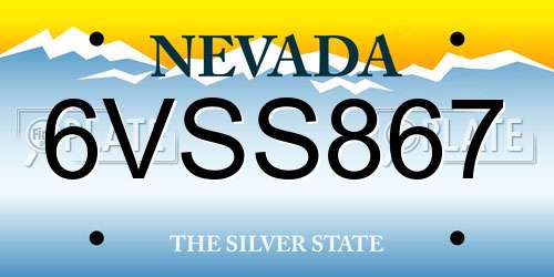 6VSS867 Nevada License Plate