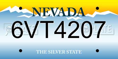 6VT4207 Nevada License Plate
